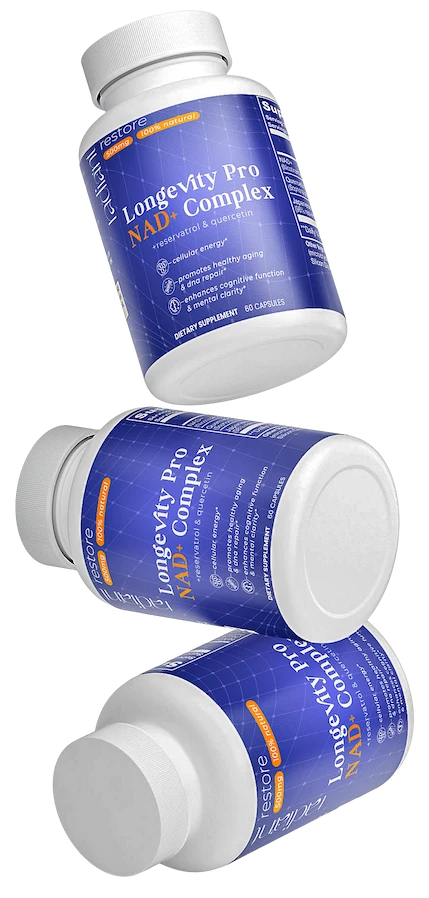 Longevity Pro NAD+ Complex supplement bottles